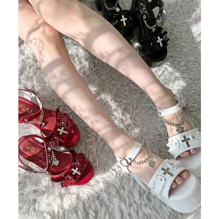 厚底ハートチェ―ン付き十字架サンダル | ESPERANZA | 詳細画像27 