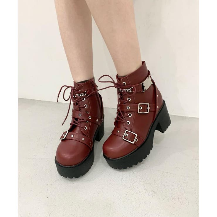 レッド(063) | 厚底ベルト付きブーツ | ESPERANZA