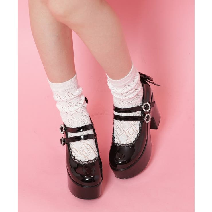 ブラック(219) | 厚底バックリボンパンプス | ESPERANZA