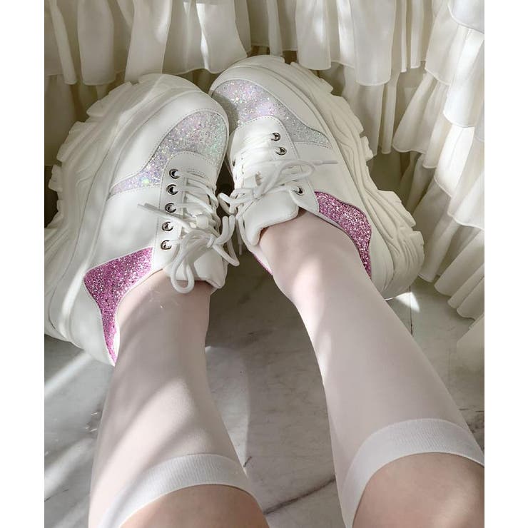 ホワイト(901) | グリッター厚底スニーカー | ESPERANZA