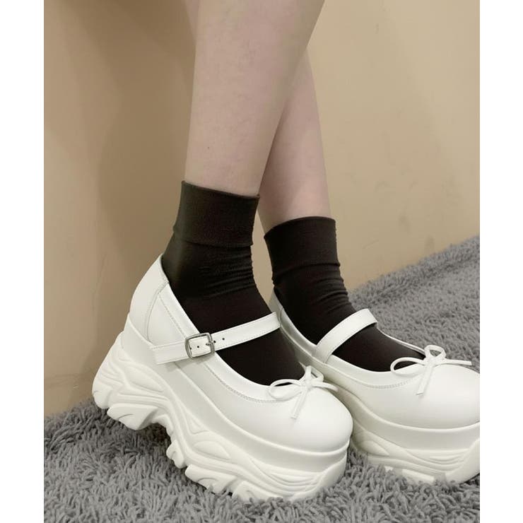 アイボリー(004) | 厚底ストラップリボンパンプス | ESPERANZA