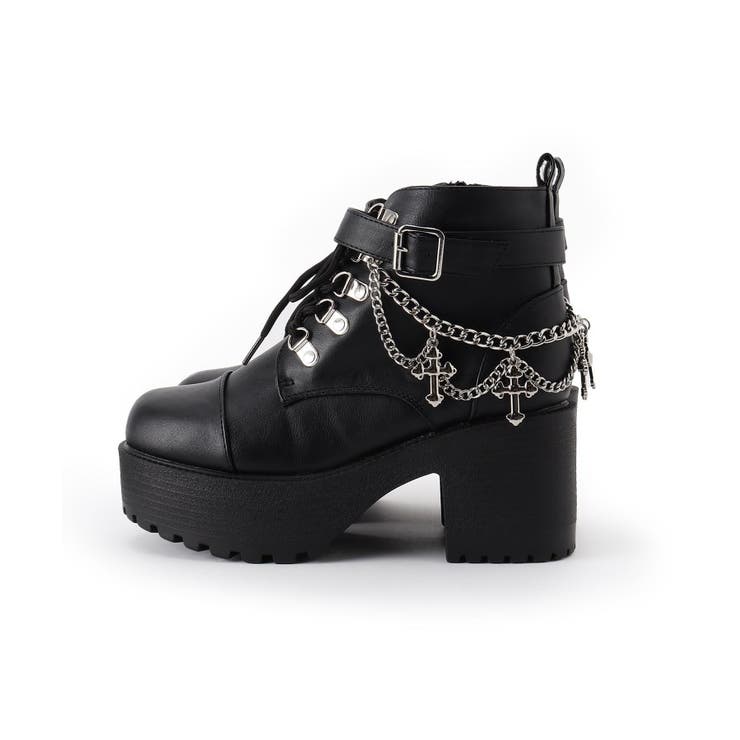 厚底十字架チャーム付きチェーンブーツ | ESPERANZA | 詳細画像15 