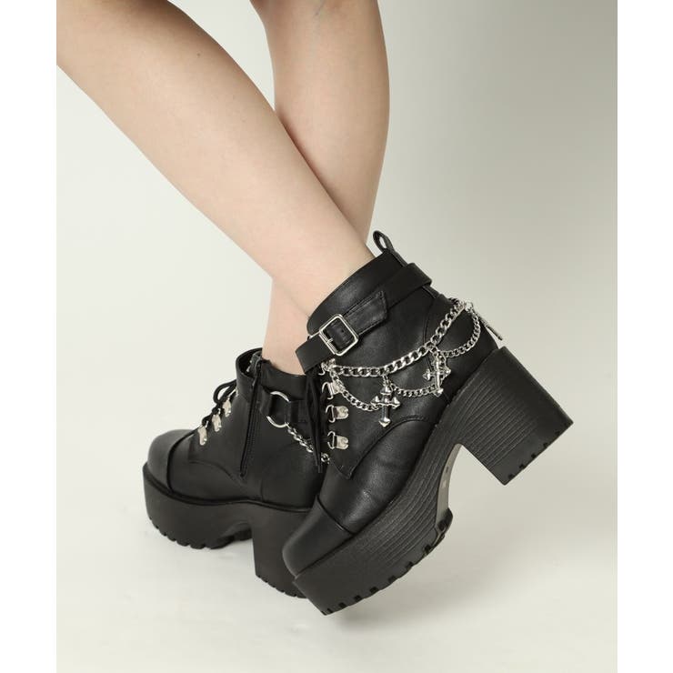 厚底十字架チャーム付きチェーンブーツ | ESPERANZA | 詳細画像6 