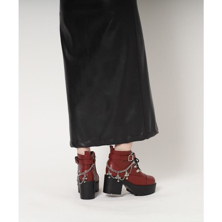 厚底十字架チャーム付きチェーンブーツ | ESPERANZA | 詳細画像28 