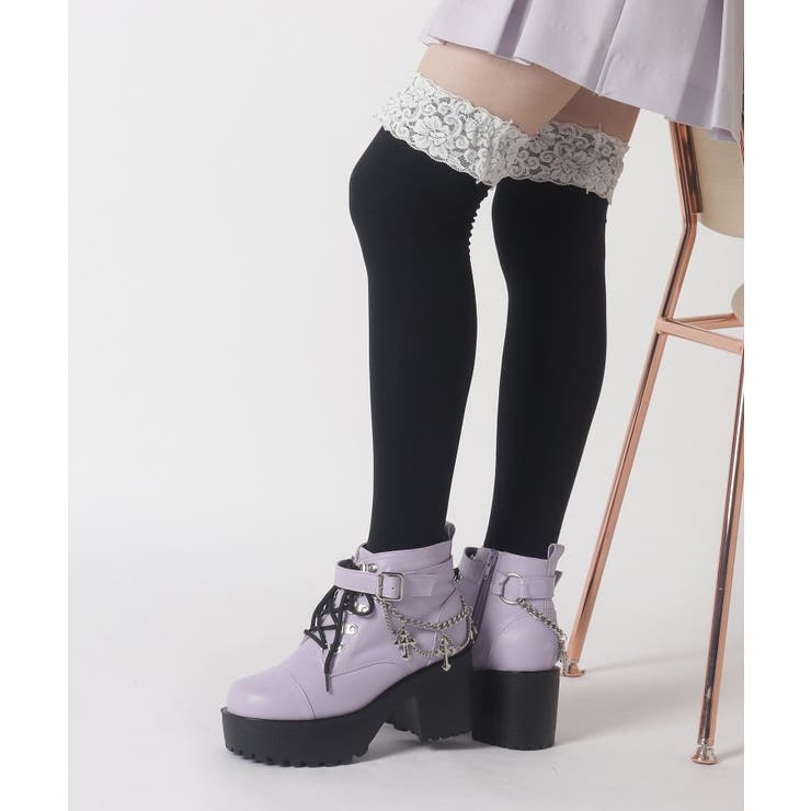 厚底十字架チャーム付きチェーンブーツ | ESPERANZA | 詳細画像41 