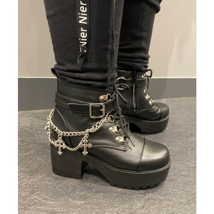 厚底十字架チャーム付きチェーンブーツ | ESPERANZA | 詳細画像45 