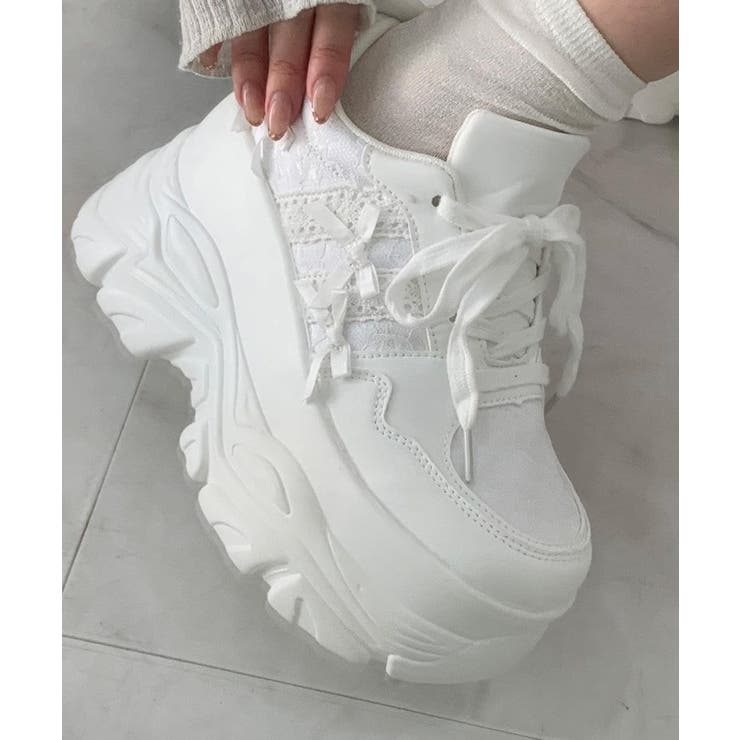 ホワイト(001) | 厚底リボンスニーカー | ESPERANZA