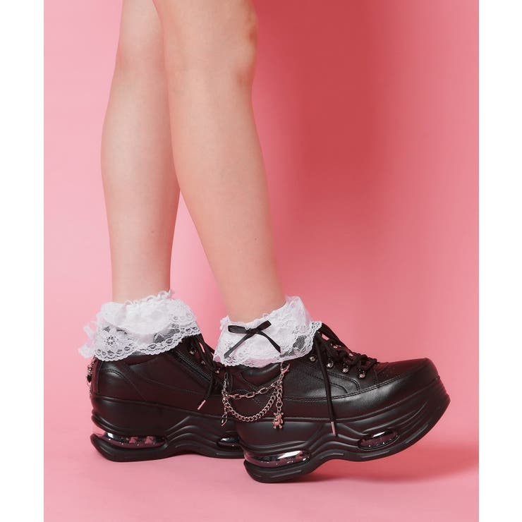 ブラック(019) | 十字架チェーン付き厚底スニーカー | ESPERANZA