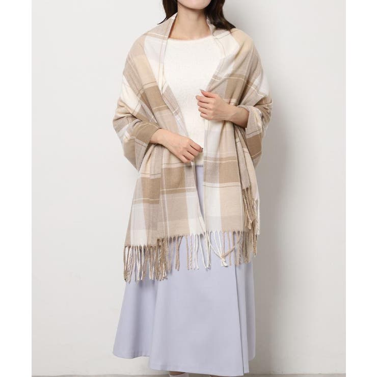 ベージュ(052) | ソフトタッチチェックストール | ESPERANZA