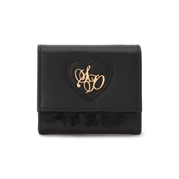 ブラック(019) | レース使い3つ折り財布 | ESPERANZA