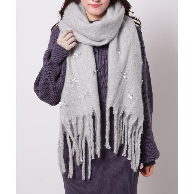 グレー(012) | リボンモチーフストール | ESPERANZA