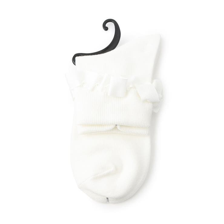 アイボリー(004) | 折り返しフリルクルーソックス 靴下 | ESPERANZA