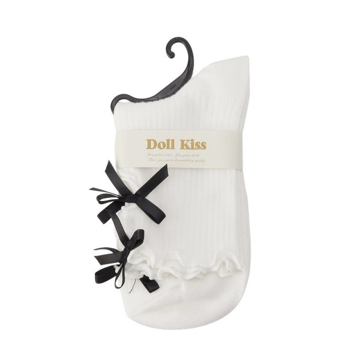 アイボリー(004) | くり抜きリボン付きソックス 靴下 | ESPERANZA