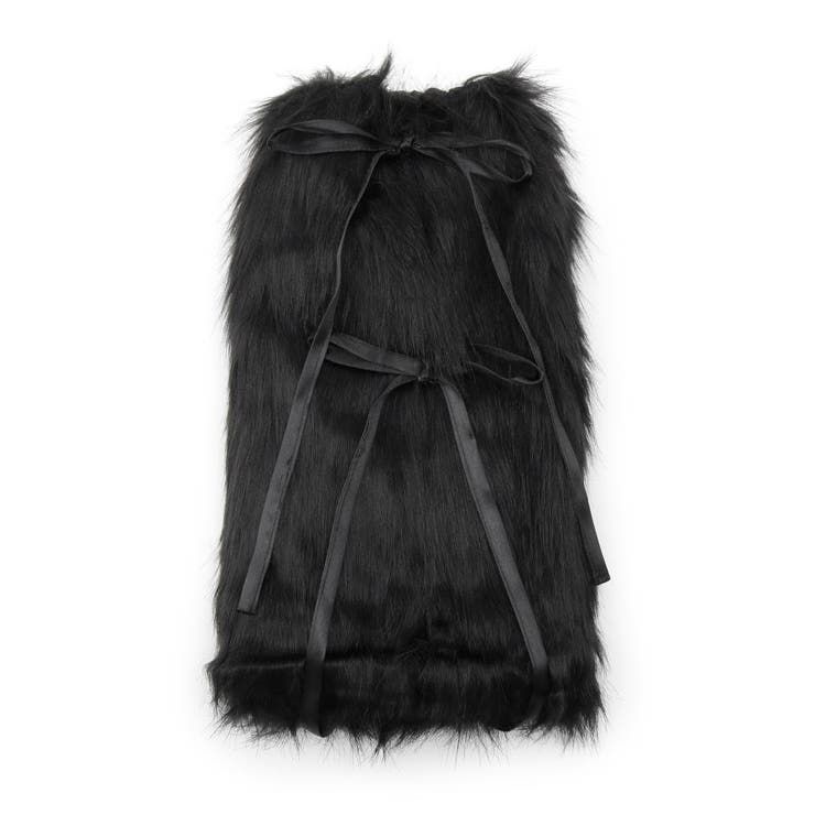 ブラック(019) | フェイクファー×レースアップレッグカバー | ESPERANZA