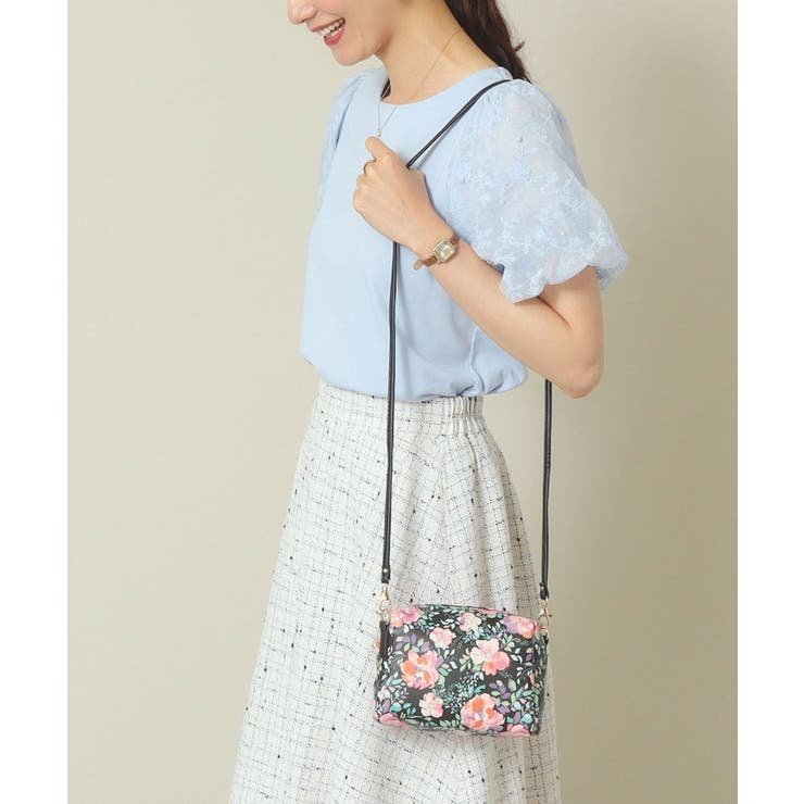 ブラック(019) | 【2WAY】花柄合皮ポーチショルダー | ITS'DEMO