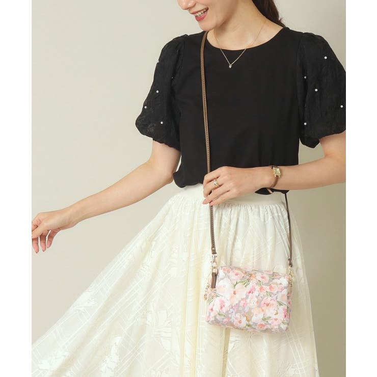 ベージュ(052) | 【2WAY】花柄合皮ポーチショルダー | ITS'DEMO