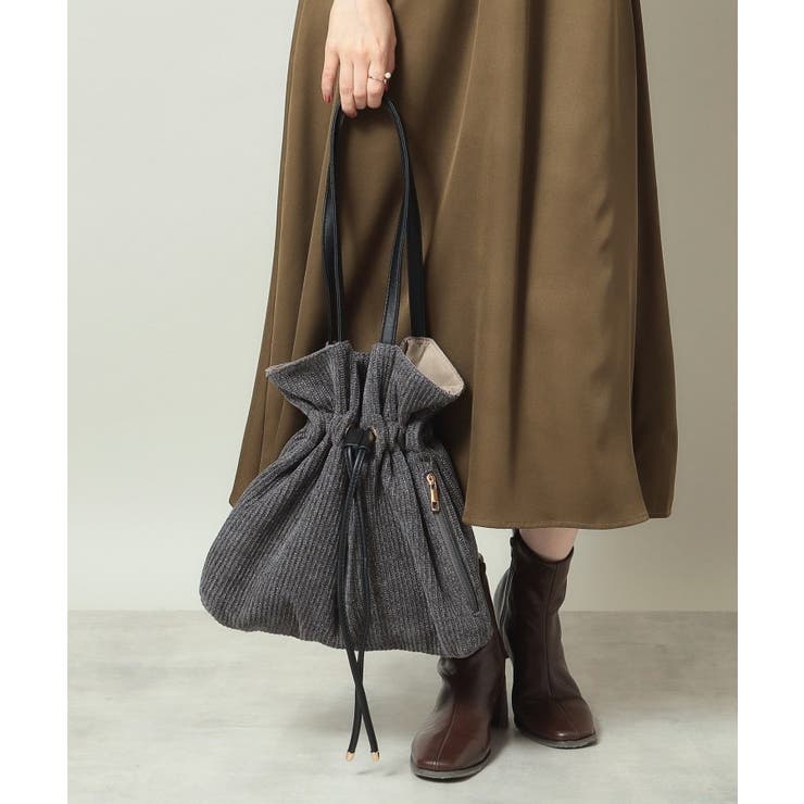 ブラック(019) | ラメニット巾着トート | ITS'DEMO