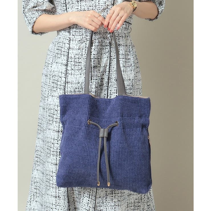 ブルー(092) | ラメニット巾着トート | ITS'DEMO