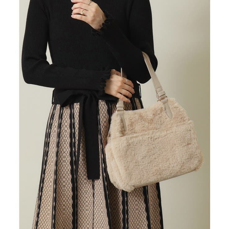 ベージュ(052) | 【2WAY】両あおりフェイクファートート | ITS'DEMO