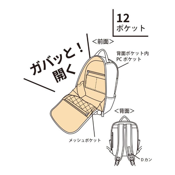 ガバッとリュック【12ポケット/A4対応】 | ITS'DEMO | 詳細画像35