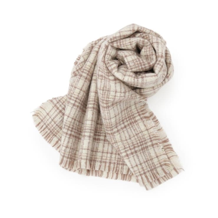 ライトベージュ(251) | 【手洗い可】ラメツイード風チェックストール | ITS'DEMO