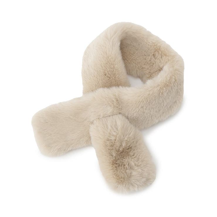 ライトベージュ(051) | 【6色展開】ミニファーマフラー | ITS'DEMO