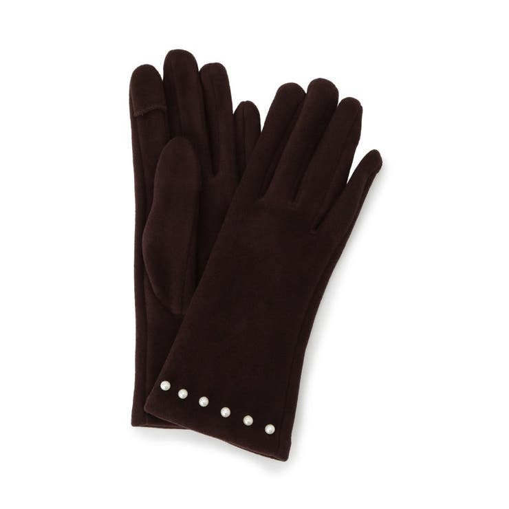 ブラウン(043) | 【手洗い可】フェイクパール付きジャージグローブ | ITS'DEMO