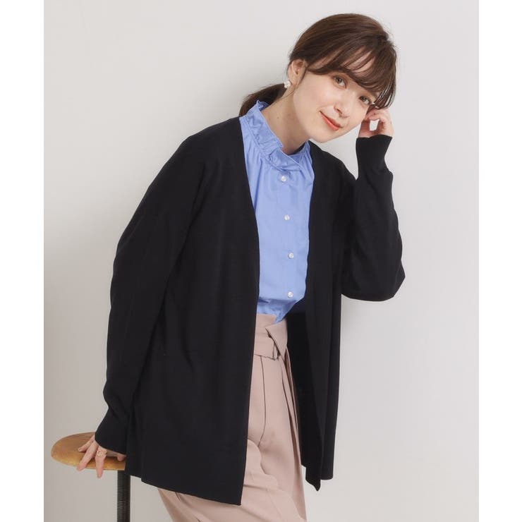 ブラック(019) | 【手洗い可／アンチピリング】着流しカーディガン | ITS'DEMO