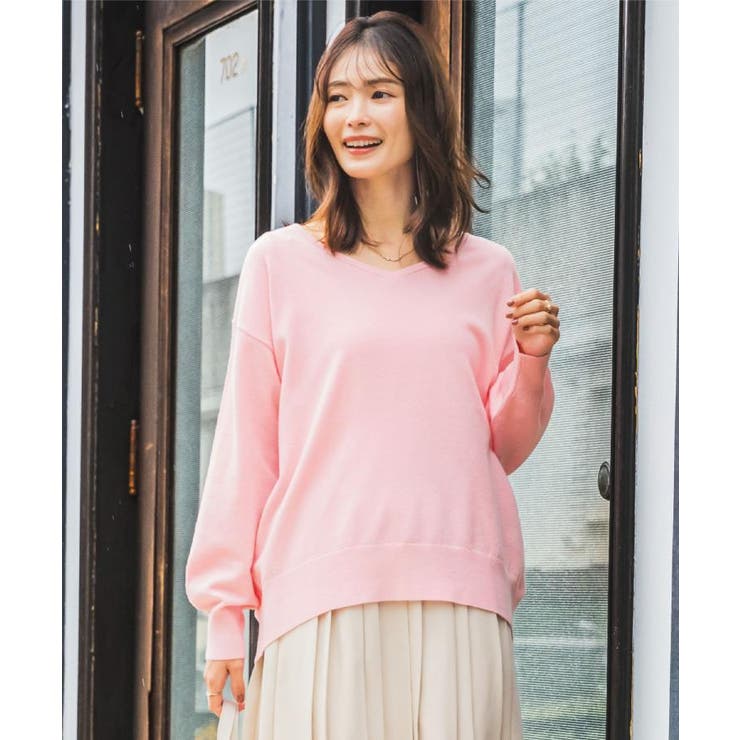 【静電気防止／手洗い可】クリーミータッチVネックニット | ITS'DEMO | 詳細画像1 