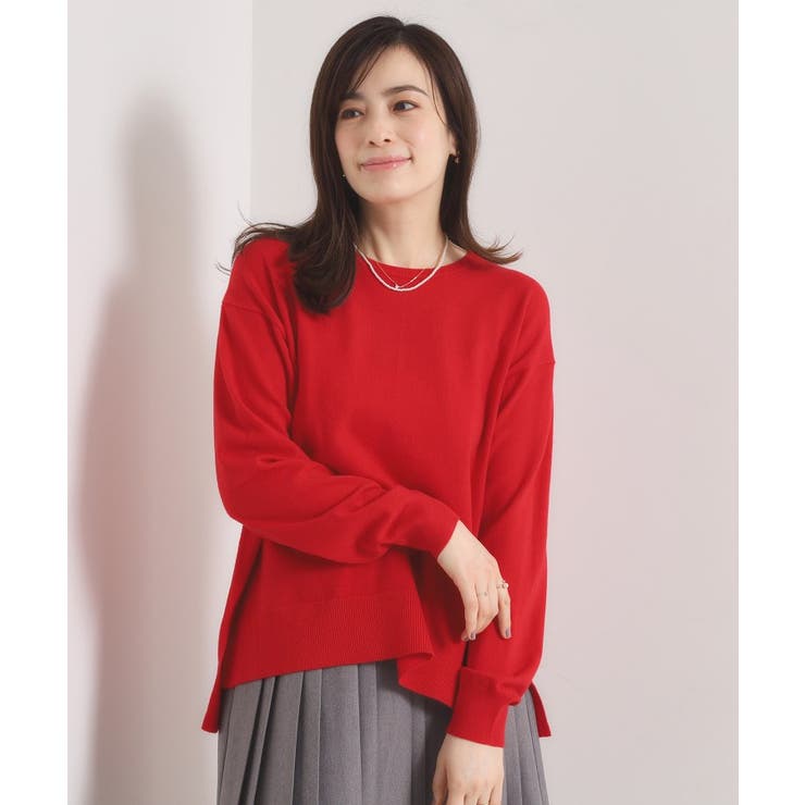 レッド(062) | 【静電気防止／手洗い可】クリーミータッチクルーネックニット | ITS'DEMO