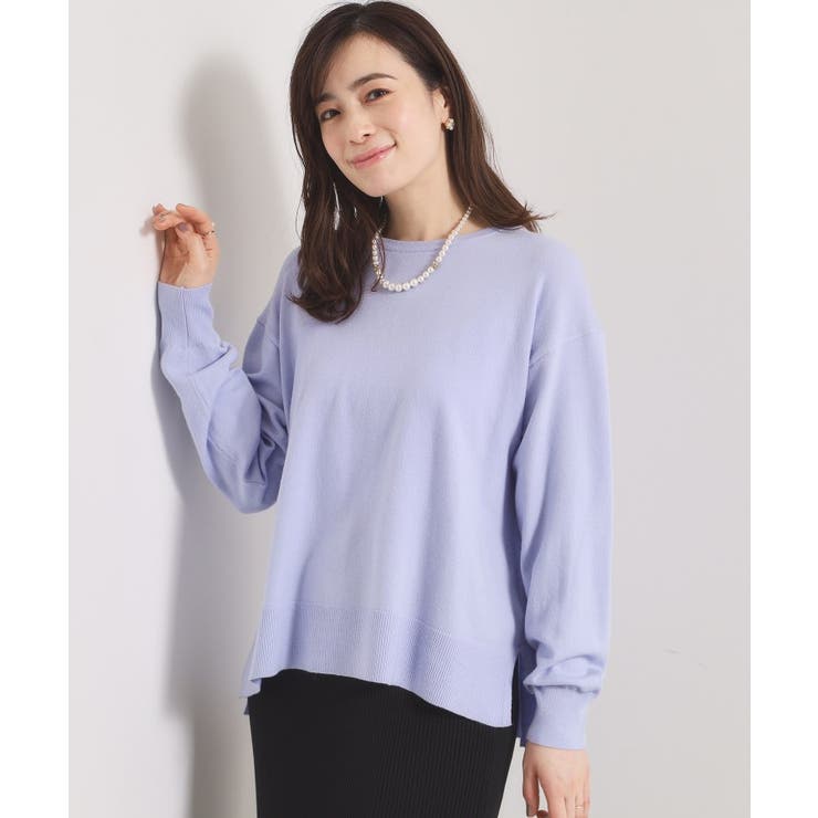 サックスブルー(090) | 【静電気防止／手洗い可】クリーミータッチクルーネックニット | ITS'DEMO
