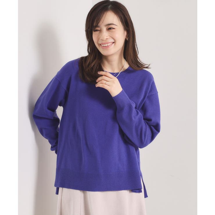 ブルー(092) | 【静電気防止／手洗い可】クリーミータッチクルーネックニット | ITS'DEMO