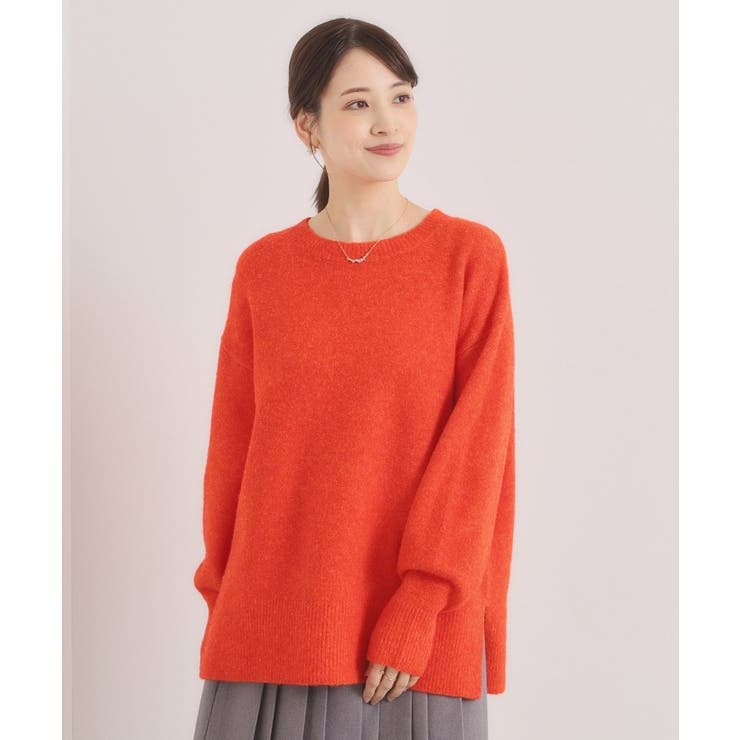 オレンジ(067) | 【洗濯機OK】ミックスヤーンクルーニット | ITS'DEMO