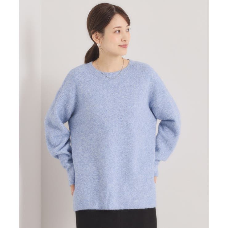 サックスブルー(090) | 【洗濯機OK】ミックスヤーンクルーニット | ITS'DEMO