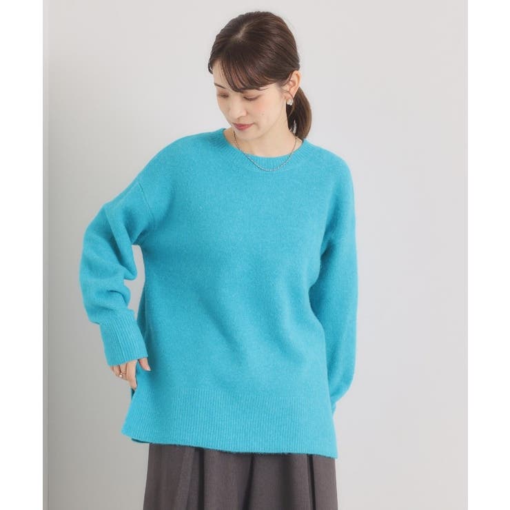 ブルー(092) | 【洗濯機OK】ミックスヤーンクルーニット | ITS'DEMO