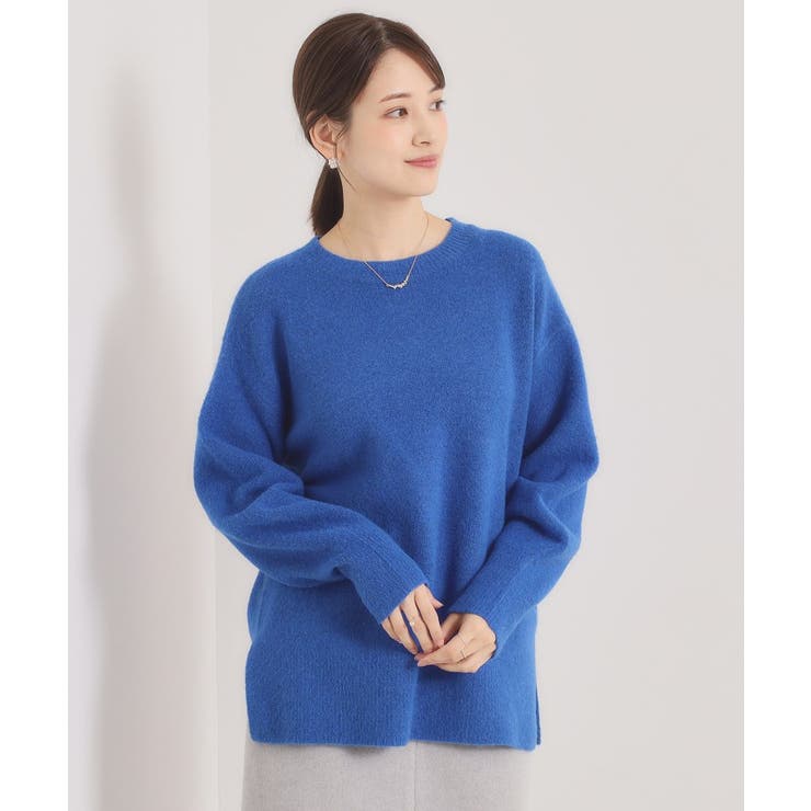 ブルー(093) | 【洗濯機OK】ミックスヤーンクルーニット | ITS'DEMO