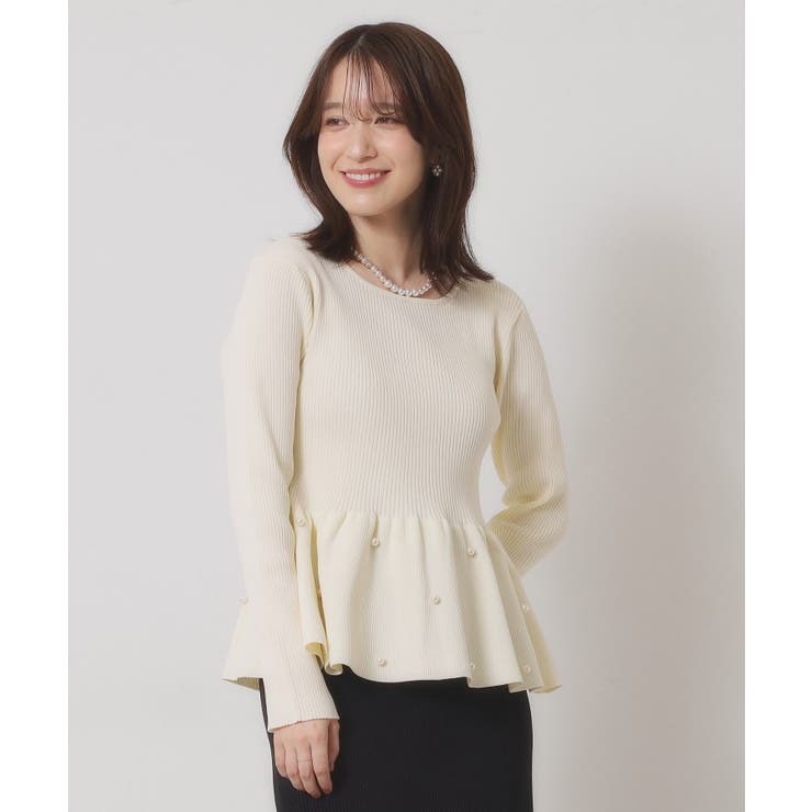 アイボリー(004) | 【手洗い可】ペプラムニット | ITS'DEMO
