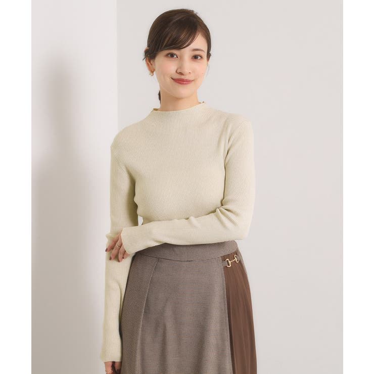 アイボリー(004) | 【手洗い可】ラメリブボトルネックニット | ITS'DEMO