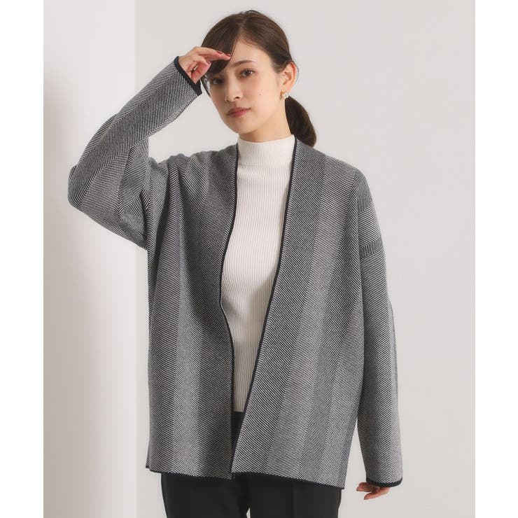 ブラック(419) | 【手洗い可】Wジャカードコーディガン | ITS'DEMO