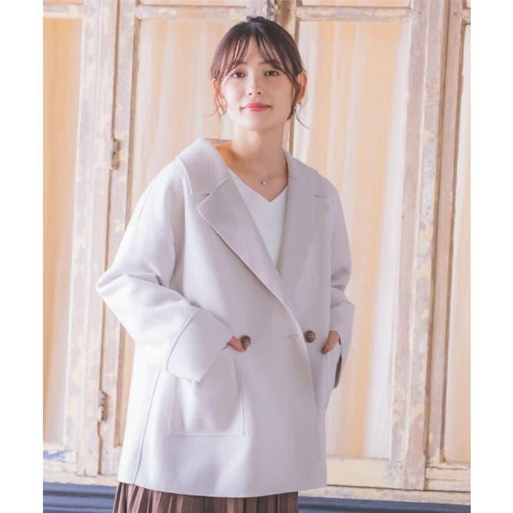 裏リブミディ丈ダブルコート | ITS'DEMO | 詳細画像1 