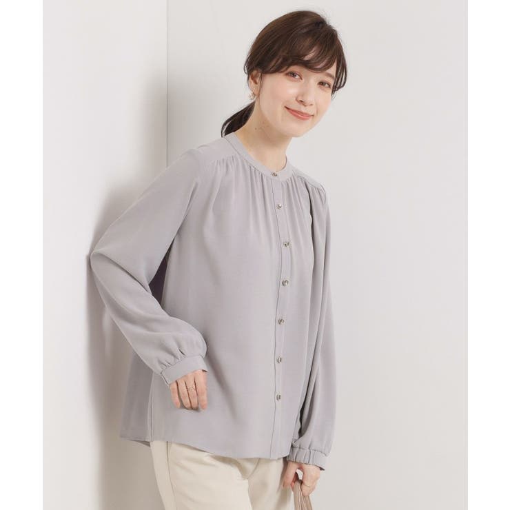 グレー(012) | 【手洗い可】前開きブラウス | ITS'DEMO