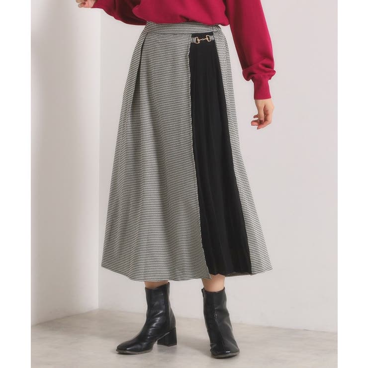 ブラック(219) | 【手洗い可】チェック切替ガウチョパンツ | ITS'DEMO