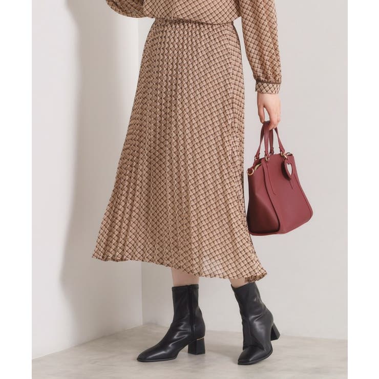 モカブラウン(142) | 【手洗い可／セットアップ可】チェックプリーツスカート | ITS'DEMO