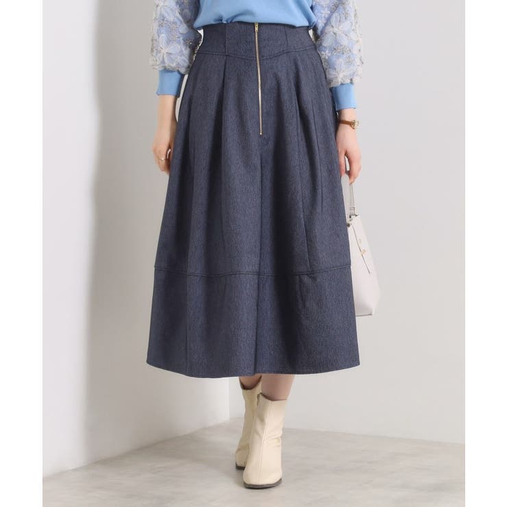 【手洗い可／ウエストゴム】フロントジップデニム風スカート | ITS'DEMO | 詳細画像4 