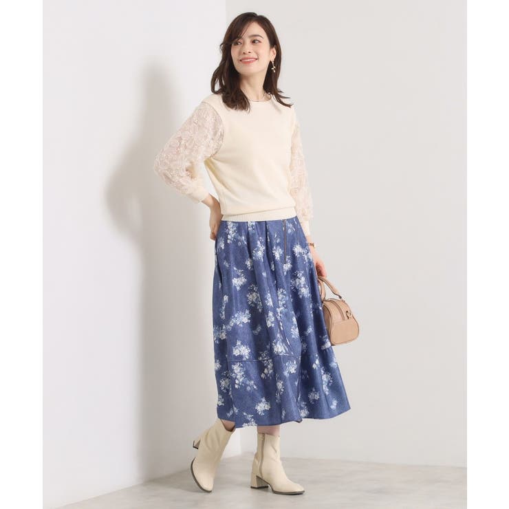 【手洗い可／ウエストゴム】フロントジップデニム風スカート | ITS'DEMO | 詳細画像14 