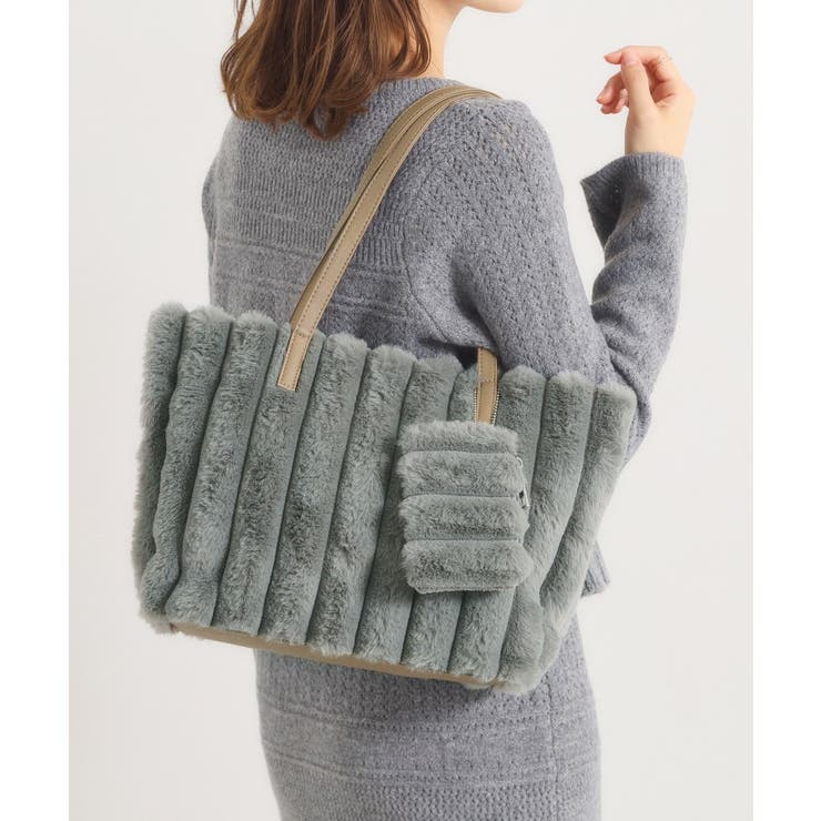 グレー(012) | ポーチ付フェイクファートート | ITS'DEMO