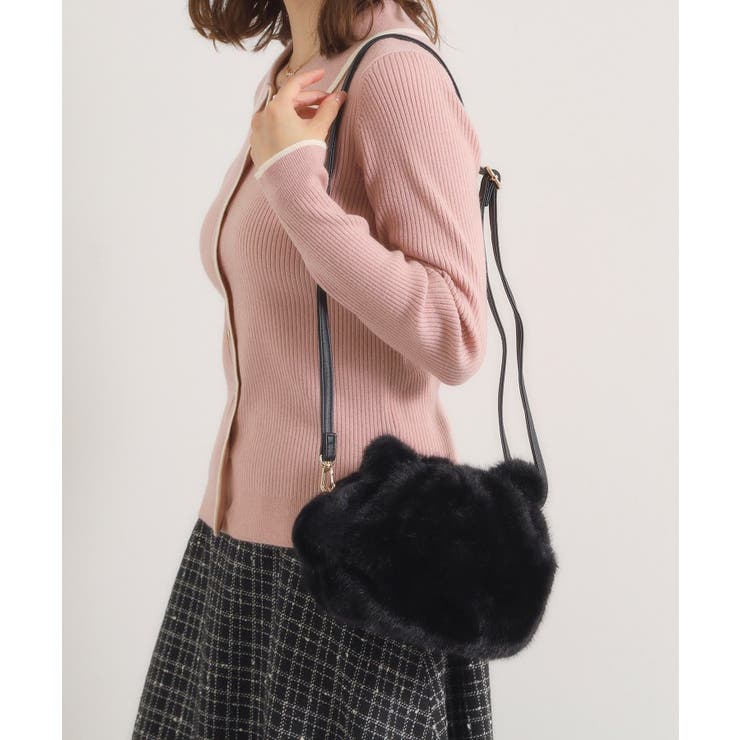 ブラック(019) | 猫フェイクファーミニショルダー | ITS'DEMO