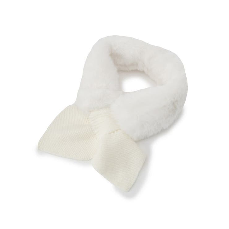 アイボリー(004) | 【手洗い可】ニット切替ファーティペット | ITS'DEMO