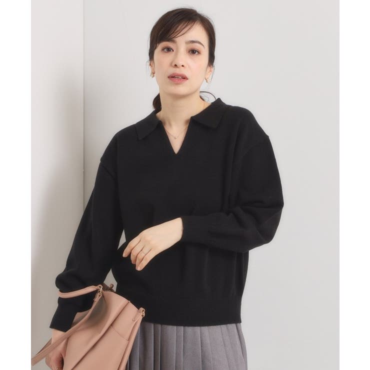 ブラック(019) | 【手洗い可】襟付きニット | ITS'DEMO