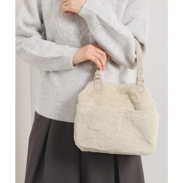 アイボリー(004) | 【2WAY】両あおりフェイクファートート | ITS'DEMO